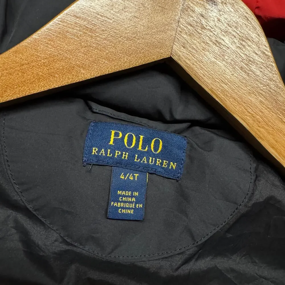 Polo Ralph Lauren Boy Size 4/4T Removable Hood Puffer Duck Down Jacket Black